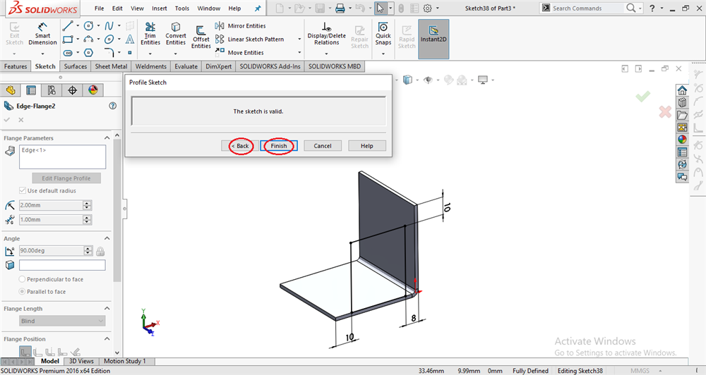 استفاده از قسمت Edit Flange Profile موجود در ابزار Edge Flange